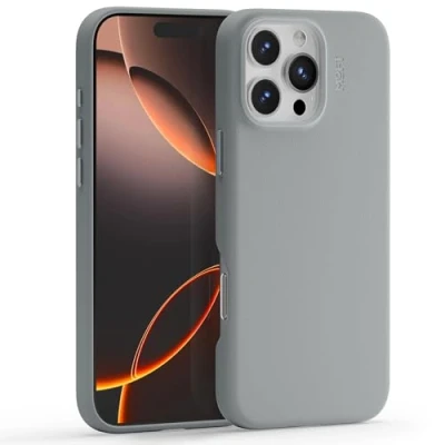 Immagine di MOFT Custodia per iPhone 16 Pro Max, MOVAS Pelle Vegetale Magnetica Compatibile con MagSafe, Tocco Morbido, Conservazione dei Colori, Resistente alle Macchie, Facile da Pulire (Cemento)
