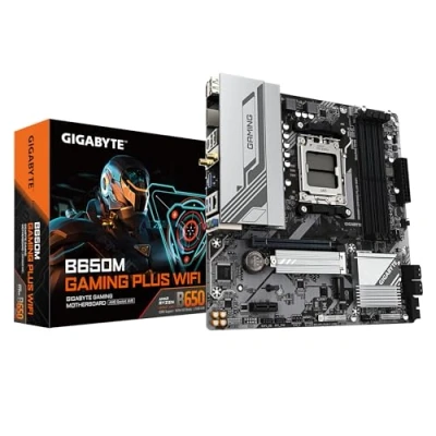 Immagine di GIGABYTE B650M GAMING PLUS WIFI Scheda madre CPU AMD Ryzen 9000, VRM a 5+2+2 fasi, fino 8000 MHz DDR5, 2xPCIe 4.0 M.2, LAN 2.5GbE, 6E, USB 3.2 Gen 1