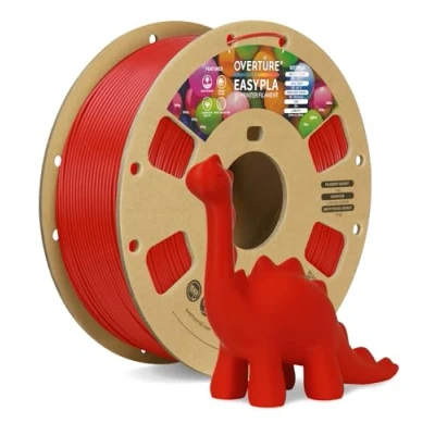 Immagine di OVERTURE Filamento Easy PLA 1.75mm, 1kg Bobina(2.2lbs), Precisione Dimensionale +/ 0.03 mm, per Stampante 3D (Easy Rosso)