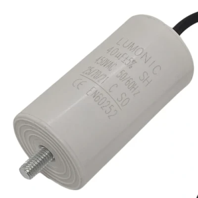 Immagine di Lumonic Condensatore di avviamento con Filo 25cm I 40µF 450V 45x84mm 40uF motore custodia in plastica eserciz