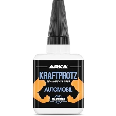 Immagine di ARKA KRAFTPROTZ AUTOMOBILE 50 g colla istantanea densa extra forte trasparente per automobili Ideale come plastica, tessuto, vetro, pelle, legno e altro