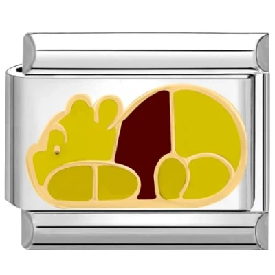 Immagine di Quiges Modulo Charm Link in stile italiano da 9 mm acciaio inox Orso Winnie per bracciali Italian Links