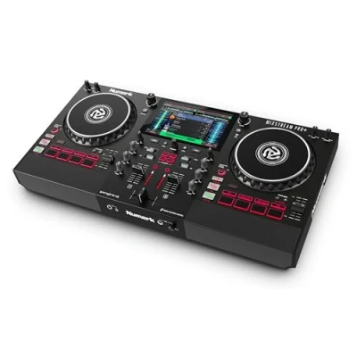 Immagine di Numark Mixstream Pro+ Console DJ con streaming illimitato da Amazon Music, mixer, touchscreen, WiFi, casse, compatibile Serato &amp; Virtual
