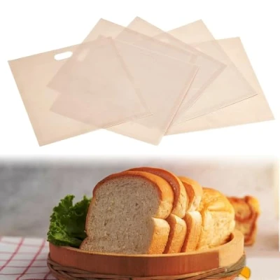 Immagine di CAREDGO 6 Sacchetti per Toast Buste Riutilizzabili 17 * 19 cm Bustine Tostapane Antiaderenti e Resistente al Calore Toast, Panini, Pizza, Snack, Forno a Microonde