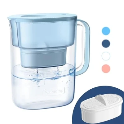 Immagine di Waterdrop Lucid NSF Certificato 3.5L Caraffa Filtrante Progettata con 1x90 Giorni Filtro, Riduce Piombo, Fluoro, Cloro e Altro, Senza BPA, Blu (Filtro di Ricambio: WD PF 01A Plus)