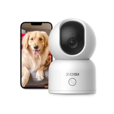 Immagine di ZOSI 3MP Telecamera Wi Fi Interno, 2K 5g Interno con Microfono, Visione Notturna, Tracciamento del Movimento Rilevamento Umano, Audio Bidirezionale, Funziona Alexa, C518