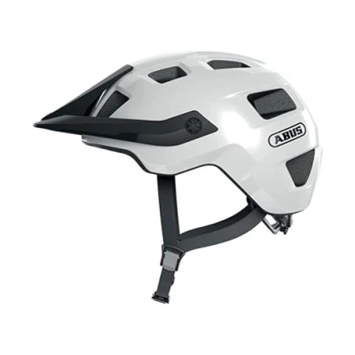 Immagine di ABUS MTB MoTrip robusto casco per mountain bike con visiera regolabile in altezza vestibilità personalizzata unisex bianco lucido, M