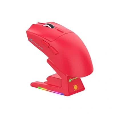 Immagine di ATTACK SHARK X1 Gaming Mouse with Touchpad RGB Charging Dock, PixArt PAW3395PRO Sensor, BT/2.4G Wireless/Wired Mouse, 40000 DPI, 53g Superlight Gamer Mice for Win11/Xbox/PS/Mac (Red)