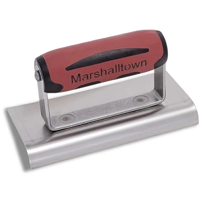 Immagine di Frattazzo per bordi Marshalltown con estremità curve, R 13mm, L 16mm manico DuraSoft in acciaio inossidabile, dimensioni del frattazzo: 152x76 mm