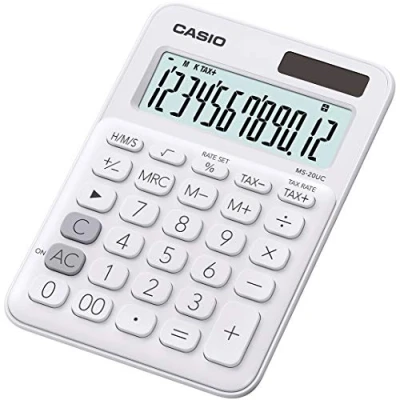 Immagine di Casio MS 20UC Calcolatrice da tavolo Bianco Display (cifre): 12 A energia solare, batteria (L x P) 105 23 149.5 mm