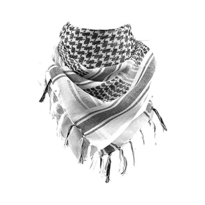 Immagine di Morbido Cotone Shemagh Sciarpa Arabo Cappello Da Sole Combattimento Deserto Keffiyeh SAS Army Tattico Militare Testa Collo Avvolgere Maschera, Bianco e nero, Taglia unica
