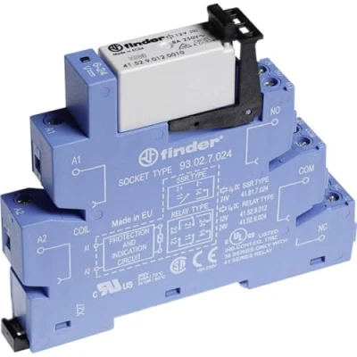 Immagine di Finder 38.52.0.024.0060 Relè di accoppiamento 24 V/DC, V/AC 8 A 2 scambi 1 pz.