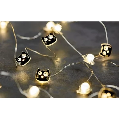 Immagine di moses Ed, the Cat Mini catena di luci a LED, 2,20 m, design gatto, 20 per interni, colore: Nero