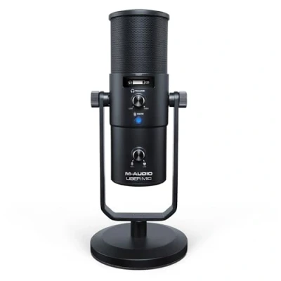 Immagine di M Audio Uber Mic Microfono USB a condensatore per PC, streaming, podcast e registrazione, con 4 pattern polari, pulsante Mute uscita cuffie