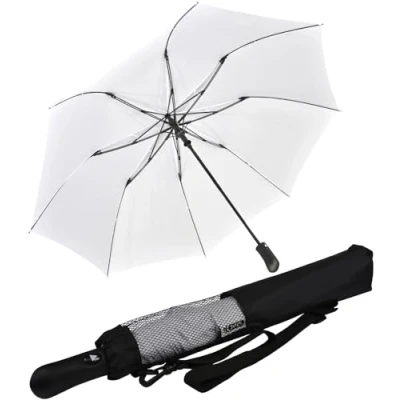 Immagine di iX brella Ombrello tascabile XXL 124 cm in fibra di vetro con sistema automatico, bianco,