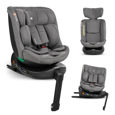 Immagine di KikkaBoo Seggiolino auto i Size SECURE, 40 150 cm, Gruppo 0 1 2 3 ISOFIX, da a 12 anni, 36 kg, Rotante 360o, posizioni Poggiapiedi, Grigio chiaro
