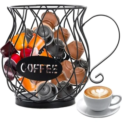 Immagine di QUTHZZHY Cestello porta caffè, capsule multiple, portaoggetti cestini caffè da cucina