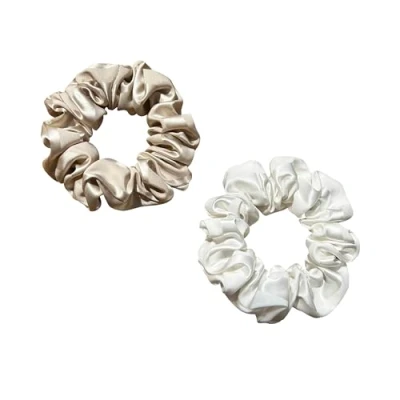 Immagine di townssilk elastici per capelli in seta, capelli, 100% pura seta di gelso, 22 momme, adatti ai lussuosi, elastici, a righe, 2 pezzi, colore: caffè e bianco