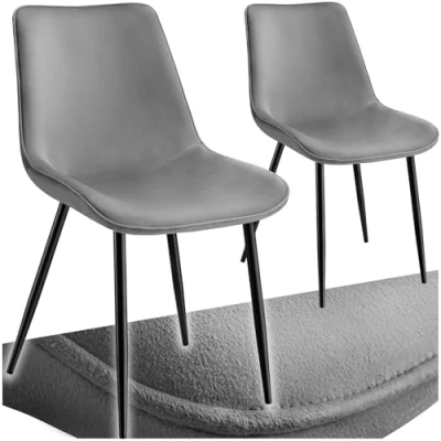 Immagine di TecTake® Set 2 Sedie Sala da Pranzo Effetto Velluto, Soggiorno con Morbida Imbottitura, Seduta Ergonomica, Poltrone Velluto Versatili, Design Moderno Grigio
