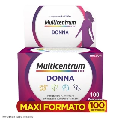 Immagine di Multicentrum Donna Integratore Multivitaminico completo per donna, con Vitamina D, K, Acido Folico, Calcio, Ferro, combattere stanchezza e affaticamento, 100 Compresse