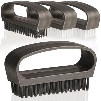 Immagine di Hausfelder Set di 4 spazzole per unghie con manico Spazzola dura il lavaggio delle a mano (nero e bianco (setole dure morbide)