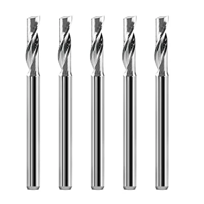 Immagine di EU_HOZLY Fresa a scanalatura singola, 3,175 x 12 mm, per utensili CNC in alluminio, carburo solido, confezione da 5