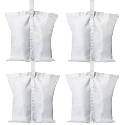 Immagine di ABCCANOPY Confezione da 4 sacchi di sabbia per gazebo, resistenti e grado industriale, con doppia cucitura, pesi gambe gazebo pop up, ombrelloni, mobili esterno (bianco)