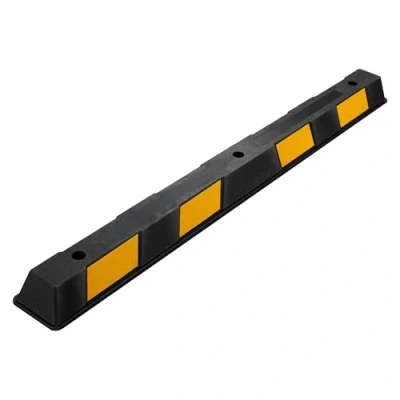 Immagine di Wiltec Delimitatore di parcheggio, battiruota in gomma 1650x160x100mm con fasce rifrangenti, Fermaruota