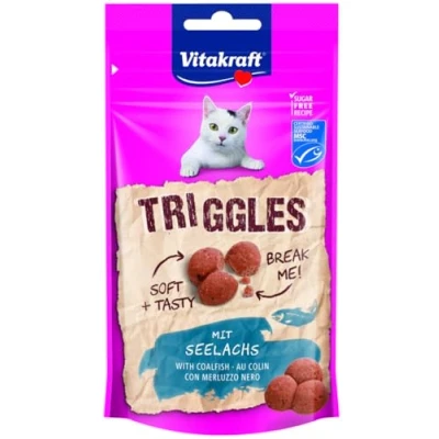 Immagine di Vitakraft Triggles, snack per gatti, con pollock, mini tartine da coccolare, senza aggiunta di zucchero (1 x 40 g)
