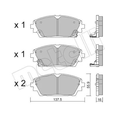 Immagine di METELLI 22 1237 0 Kit pastiglie freno con segnalatore acustico usura MAZDA: 3 Hatchback