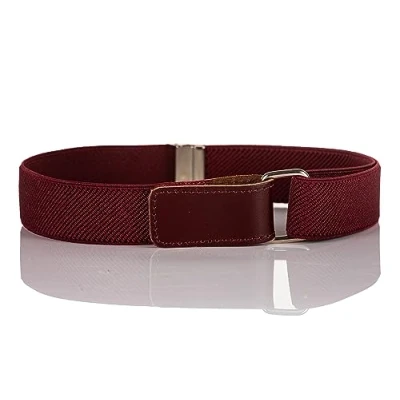 Immagine di Olata Cintura Elastica per Bambini, Regolabile, Chiusura a Strappo con Gancio 1 6 Anni. Rosso Bordeaux