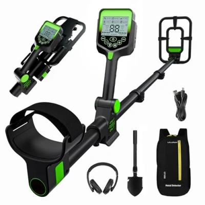 Immagine di LOLARAN Metal Detector Professionale Pieghevole e Portatile, Batteria Ricaricabile al Litio, Alta Precisione per Oro Metalli, Schermo LCD, Bobina Impermeabile, Ideale Principianti Esperti