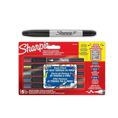 Immagine di SHARPIE pennarello creativo Brush colori assortiti BL5 + un singolo a doppia punta