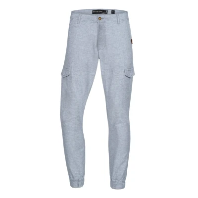 Immagine di Indicode Pantaloni cargo da uomo in lino e cotone con 6 tasche tessuto per uomo, Onda blu, S