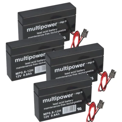 Immagine di 4 X Multipower batteria al piombo MP0,8 12 H Pb V 0,8 Ah spina per casa e