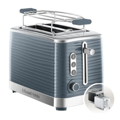 Immagine di Russell Hobbs Tostapane Grigio 2 Fette Struttura lucida Color Grigio; Fessure per toast extra large; 6 livelli di doratura; Funzione Scongelamento e Riscaldamento; 1050W Inspire 24373 56