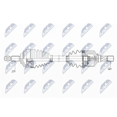 Immagine di NTY NPW RE 154 Albero motore / Semiasse Assale anteriore Sx 675mm