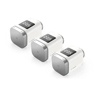 Immagine di Bosch smart Home termostato per radiatore II, set da 3, termostati con funzionamento tramite app, compatibile Amazon Alexa, Apple HomeKit, Google Home, Edition