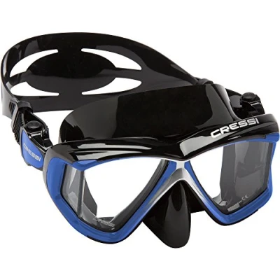 Immagine di Cressi Liberty Quattro Mask Maschera per Immersioni e Snorkeling con Vista Panoramica 4 Lenti in Vetro Temperato, Trasparente/Oro/Argento