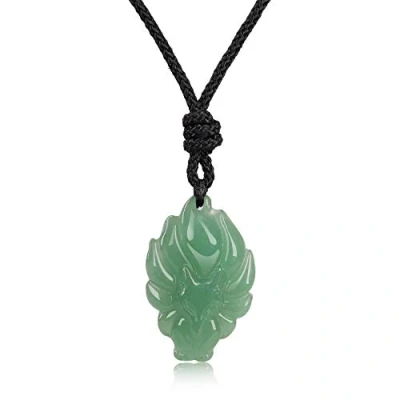 Immagine di COAI Collana Portafortuna con Pendente Volpe a Nove Code in Avventurina Laccio Regolabile per Uomo e Donna