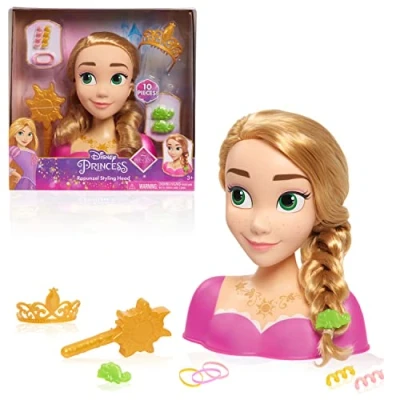 Immagine di Disney Princess Rapunzel Styling Head, Blonde Hair, 10 Piece Pretend Play Set, Tangled, Kids Toys for Ages 3 Up by Just