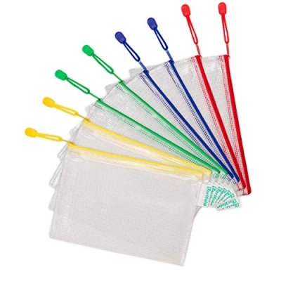 Immagine di Set di 8 buste in plastica, formato A5, con zip