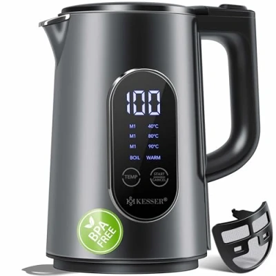 Immagine di KESSER® Bollitore in Acciaio inox da 1,7 Litri, Display LED, 4 Modi 40C 100C, 30min Mantenimento Caldo, 2200W, Senza BPA, Filtro Anticalcare &amp; Easy Open Coperchio, Antracite