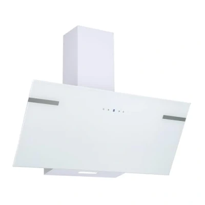 Immagine di Respekta Cappa aspirante senza testa / inclinata di 90 cm Alloggiamento in metallo con paralume vetro bianco Funzione scarico e ricircolo CH58090WA+ A+ 43 63 dB
