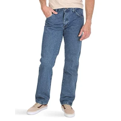 Immagine di Wrangler Authentics Jeans Classici in Cotone 5 Tasche Regular Fit, Stonewash Mid, 40W x 36L Uomo