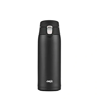 Immagine di Emsa N21517 Tazza termica da viaggio, capacità 0,4 l, formato extra sottile, leggera, in acciaio inox, sistema di chiusura pieghevole, 100% a prova perdite, 8 ore caldo/16 freddo, senza