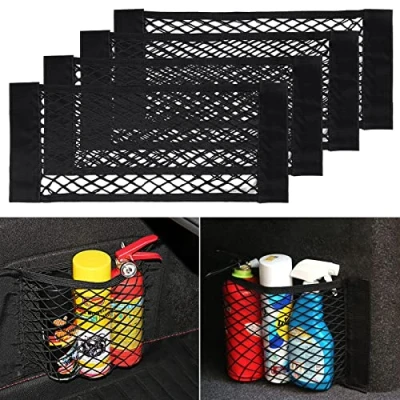 Immagine di Rete Portaoggetti per Auto Bagagliaio (4 Pcs 45x25cm), UIHOL Storage Net Organizers con adesivi Car Sedile Groceries, Tasca Telo Protettivo Mesh Universale SUV, Truck di