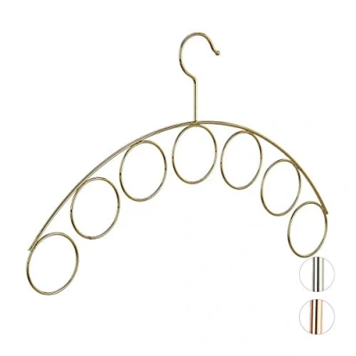 Immagine di Relaxdays Gruccia per Sciarpe, Foulard e Camicie, 3 mm di Spessore, in Metallo, Salvaspazio, Oro