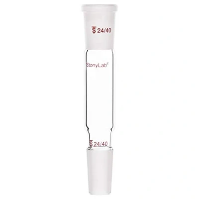 Immagine di stonylab Adattatore di Collegamento Diritto in Vetro, 90mm dal Giunto Esterno 24/40 al Interno per Forniture da Laboratorio Laboratorio, Vetro Borosilicato Glass Connecting Adapter