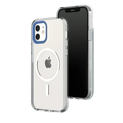 Immagine di RhinoShield Clear Case Compatible with Magsafe for [iPhone 12/12 Pro]Superior magnetic,Advanced Yellowing Resistance,Crystal Clear,Protective and Customizable Phone Cobalt Blue Camera Rim